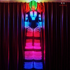 Full color stilts walke led disfraz de robot costume with helmet